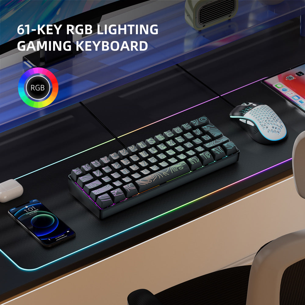 G61 Portable Contoured keycaps RGB Mini Keyboard