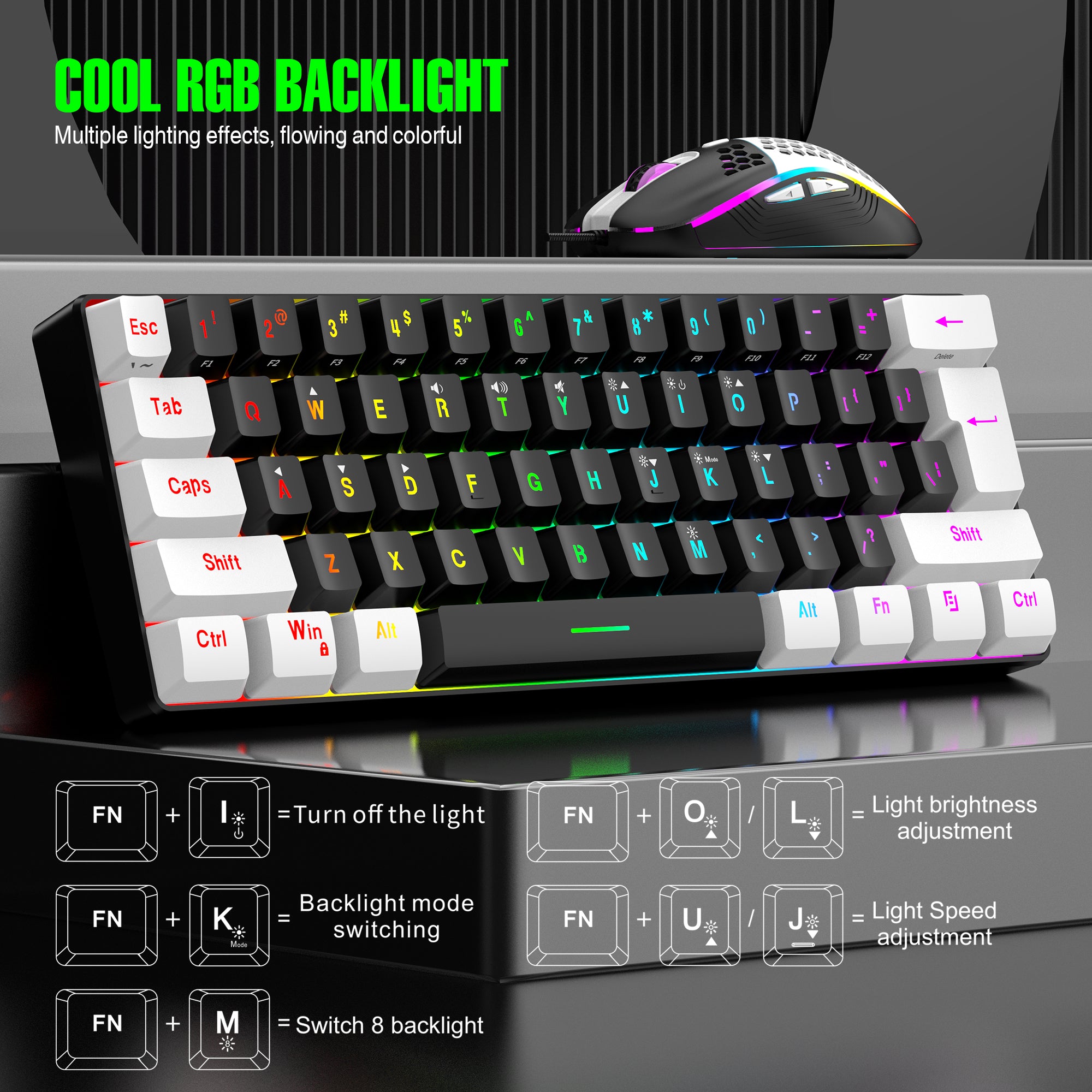 60% RGB Backlit Gaming Keyboard & 6400DPI Mouse Combo