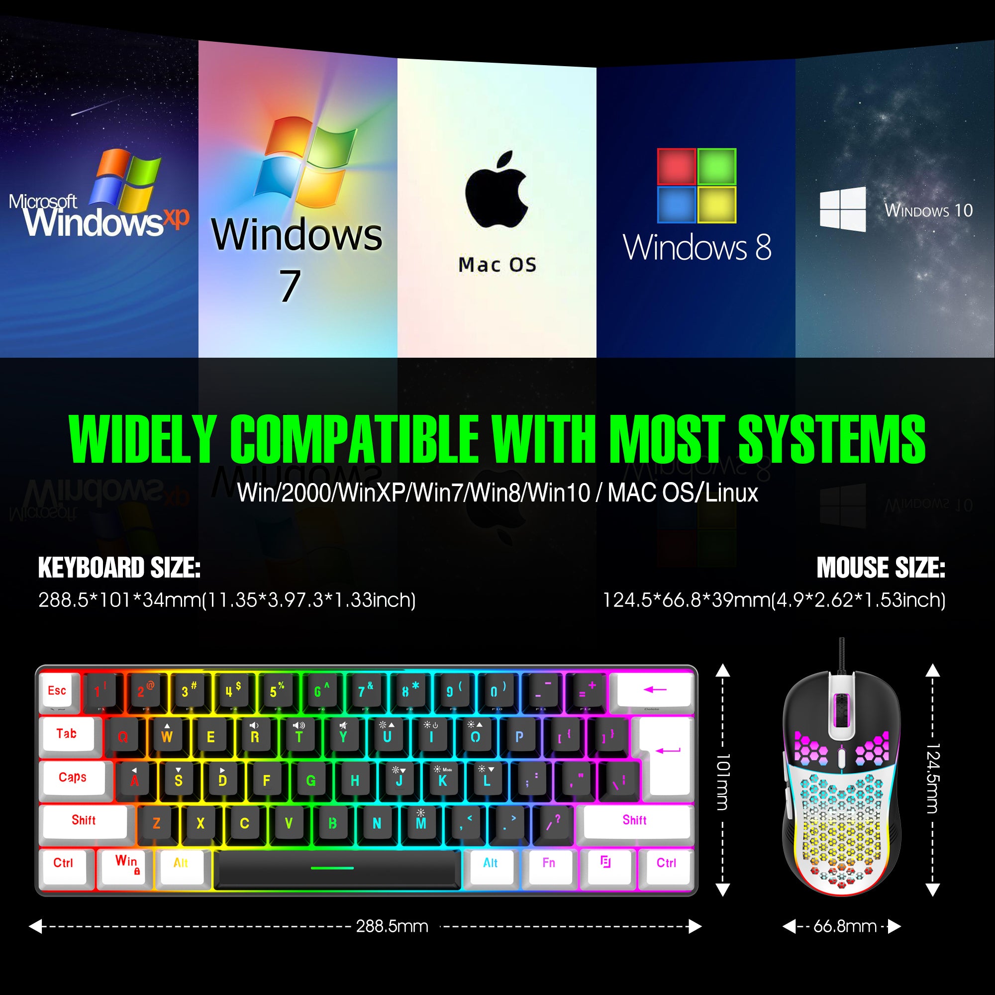 60% RGB Backlit Gaming Keyboard & 6400DPI Mouse Combo