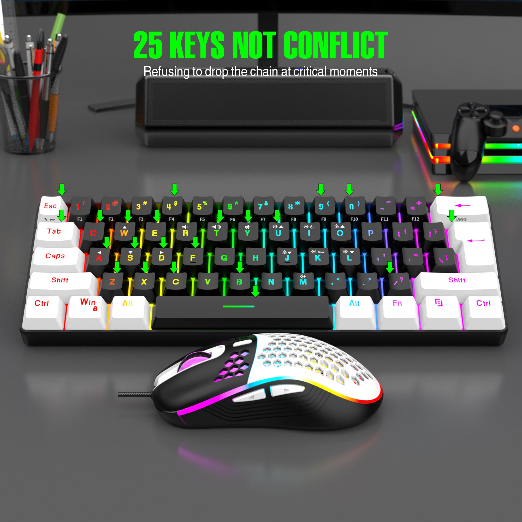 60% RGB Backlit Gaming Keyboard & 6400DPI Mouse Combo