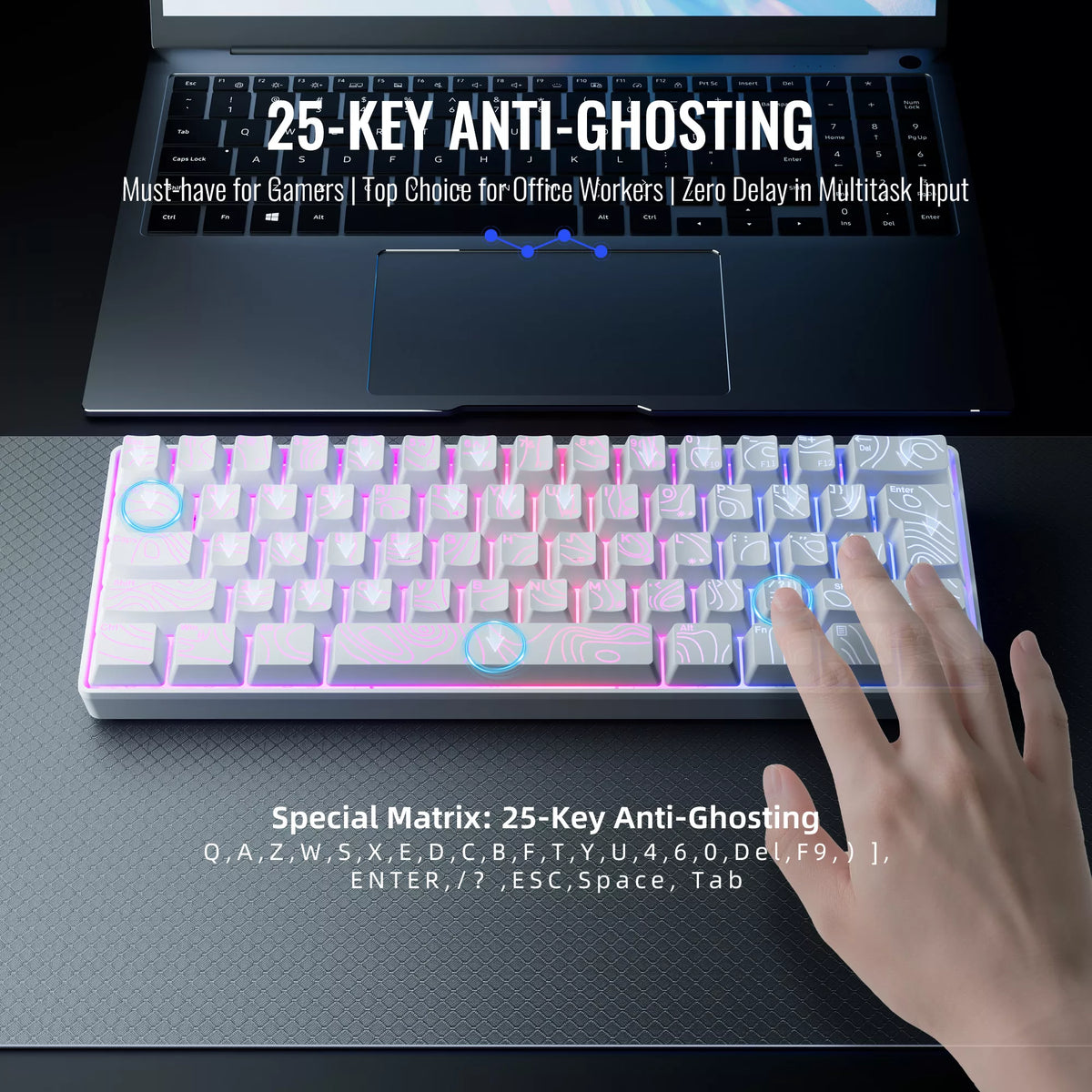 G61 Portable Contoured keycaps RGB Mini Keyboard