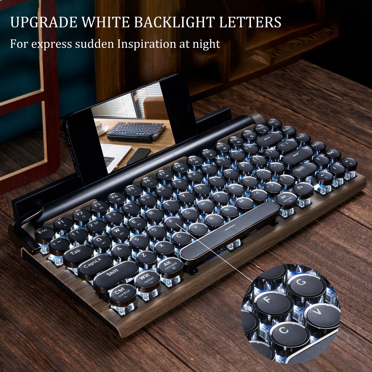 TW1867 Retro typewriter keyboard wood