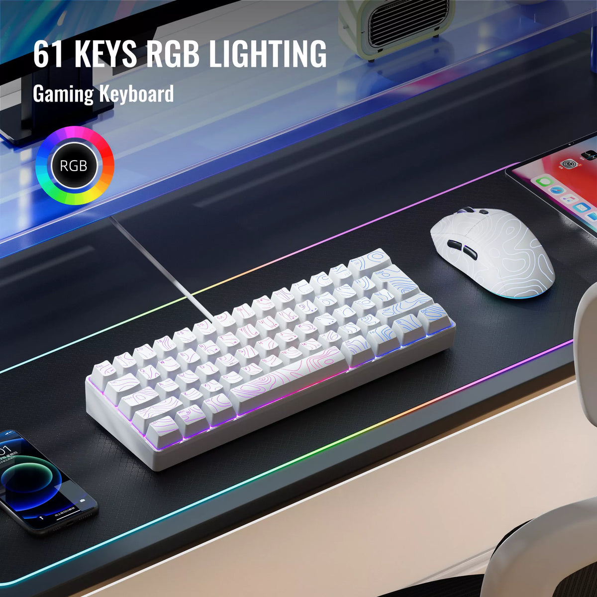 G61 Portable Contoured keycaps RGB Mini Keyboard